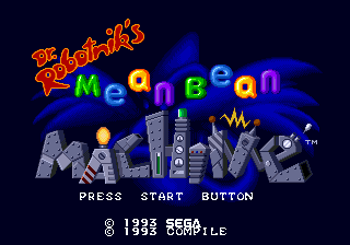 Dr Robotnik's Mean Bean Machine title screen for Sega Genesis